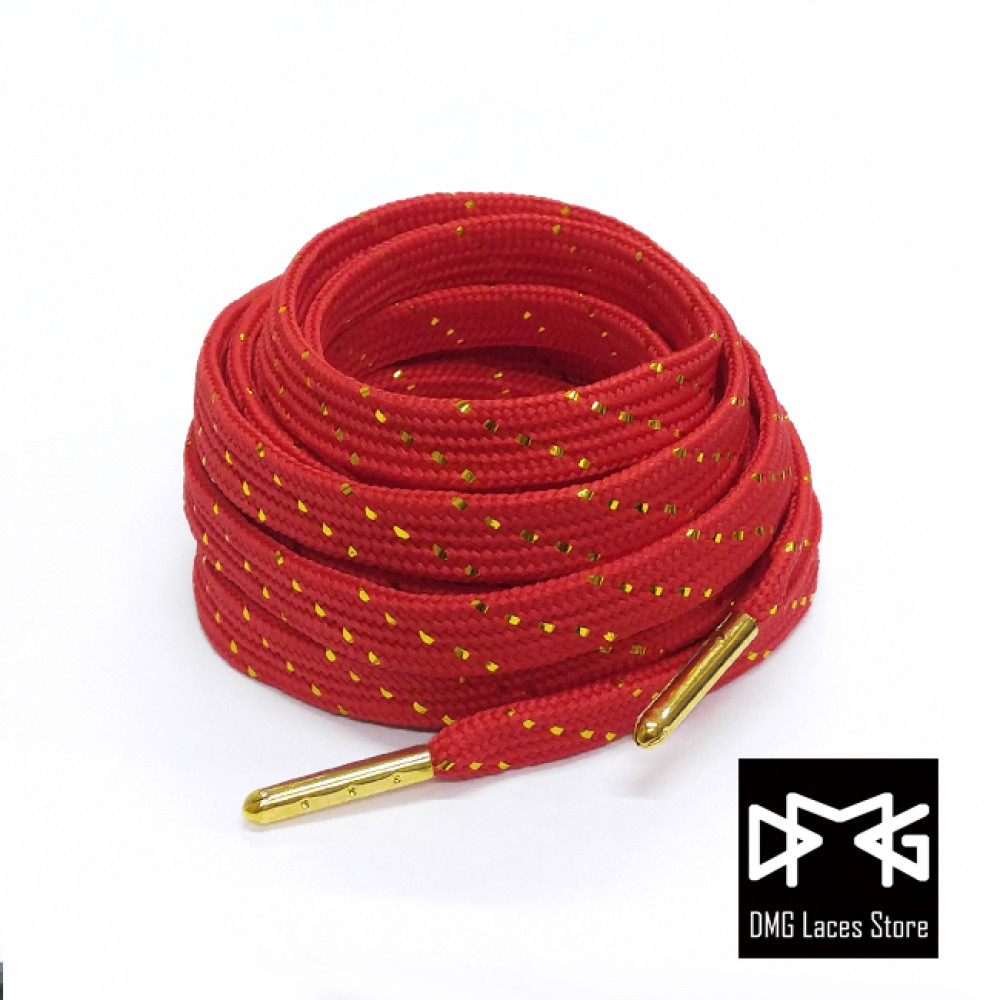 Gold Thread Flat Laces ( Red )